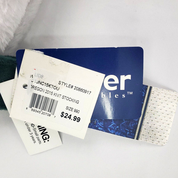 Forever Collectible Oregon Stocking Adults 15 Inch Green & Yellow Christmas New - Picture 7 of 8